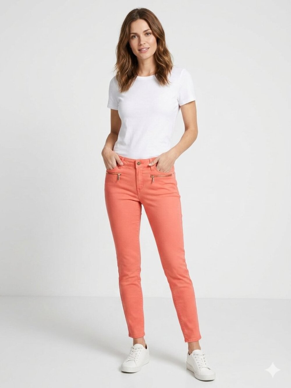 MICHAEL Michael Kors Coral Skinny Ankle Pants Gold Zip Pockets Womens Size 8‎